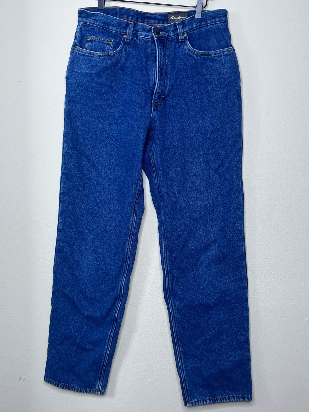 Eddie Bauer Jeans Mens 35x34 Blue Straight Leg Fleece Lined Medium Wash Denim